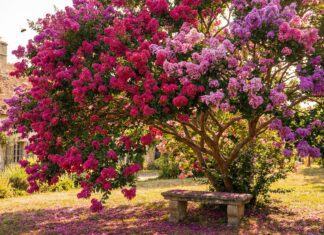 Crape Myrtle Bloom Time (2026): Get Massive Flowers A vibrant crape myrtle tree in full bloom during peak summer