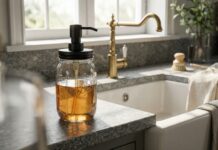 Custom Soap Dispenser (2026): Stop Rust Rings A beautiful custom soap dispenser made from a clear mason jar with a rust-proof stainless steel lid.