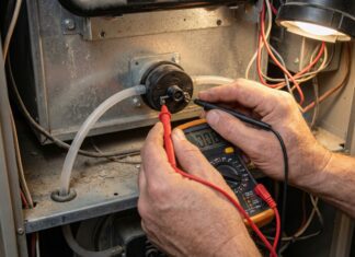 Furnace Pressure Switch (2026): Test & Fix Guide Testing a faulty furnace pressure switch with a digital multimeter inside a home HVAC unit.