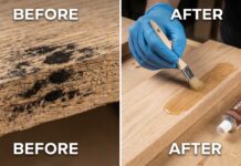 How to Get Rid of Mold on Wood & Restore Wood Rot (2026 Guide) A woodworker removing black mold from wood and restoring wood rot using epoxy.