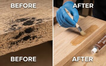 How to Get Rid of Mold on Wood & Restore Wood Rot (2026 Guide) A woodworker removing black mold from wood and restoring wood rot using epoxy.