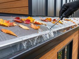 Micro Mesh Rain Gutter Guard Guide: Costs, DIY Kits & Reviews (2026) A stainless steel micro mesh rain gutter guard keeping autumn leaves out of a clean gutter.
