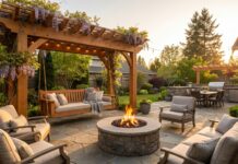 Pergola Swing Guide 2026: Top Kits, Hardware & Safety Tips A beautiful cedar pergola swing set over a patio with a fire pit