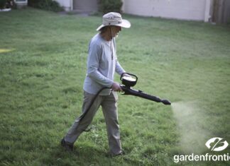 Pre-Emergent and Weed Killer: Can You Mix Them? (2026) A perfectly green, weed-free lawn next to a garden spreader applying pre-emergent and weed killer.