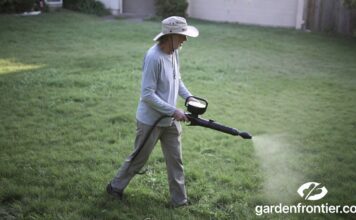 Pre-Emergent and Weed Killer: Can You Mix Them? (2026) A perfectly green, weed-free lawn next to a garden spreader applying pre-emergent and weed killer.
