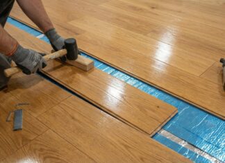 Pre Finished Hardwood Flooring (2026): Inspector’s Guide A beautiful pre-finished hardwood floor being installed over premium underlayment in a modern home.