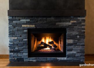 Soapstone Fireplaces (2026): Surrounds, Inserts & Maintenance A beautifully oiled dark soapstone fireplace surround radiating heat in a cozy living room