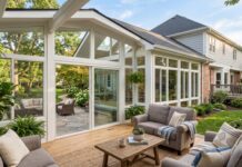 Sunroom Addition Cost (2026): Complete Expert Breakdown & Real Examples A beautiful, newly built 4-season sunroom addition attached to a suburban home with large glass windows