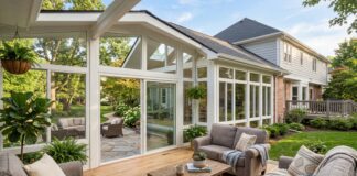 Sunroom Addition Cost (2026): Complete Expert Breakdown & Real Examples A beautiful, newly built 4-season sunroom addition attached to a suburban home with large glass windows