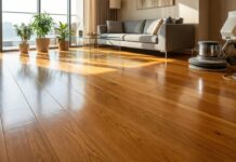 Best Timber Floor Polishers: DIY Guide to Save $1,700 (2026) A beautiful, newly polished glossy hardwood timber floor reflecting natural light in a modern home