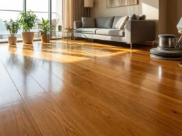 Best Timber Floor Polishers: DIY Guide to Save $1,700 (2026) A beautiful, newly polished glossy hardwood timber floor reflecting natural light in a modern home