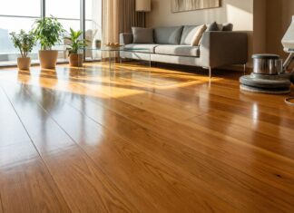 Best Timber Floor Polishers: DIY Guide to Save $1,700 (2026) A beautiful, newly polished glossy hardwood timber floor reflecting natural light in a modern home