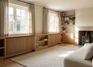 Wooden Radiator Covers (2026): Hide Ugly Heaters Beautiful wooden radiator covers in a cozy, modern living room.