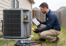 AC Compressor Not Turning On? 10 Causes, Safe Checks & When to Call HVAC Help HVAC technician checking an outdoor AC unit when the compressor is not turning on