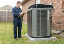 Fix Compressor Air Conditioner: What to Check Before Calling an HVAC Tech HVAC technician inspecting an outdoor air conditioner compressor unit