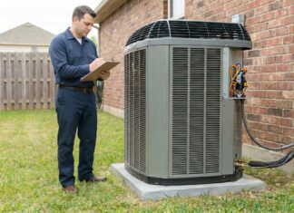 Fix Compressor Air Conditioner: What to Check Before Calling an HVAC Tech HVAC technician inspecting an outdoor air conditioner compressor unit