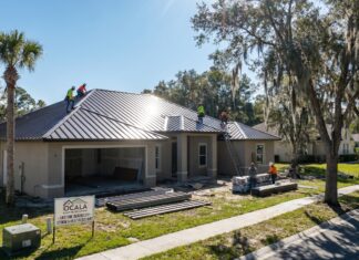Metal Roofing in Ocala, FL: Cost, Permits, Pros, Cons & When It Makes Sense A metal roof installation on a Florida home in Ocala with standing seam panels