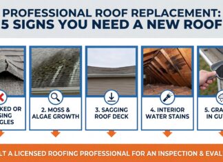 Professional Roof Replacement Guide: When Your Home Needs a New Roof Installation Damaged and curled asphalt roof shingles indicating the need for professional roof replacement