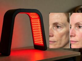Red Light Therapy Before and After: Realistic Results & Timeline Red light therapy device used at home with realistic before and after skincare expectations