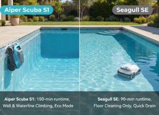 Aiper Scuba S1 vs Seagull SE: Which Cordless Pool Cleaner Should You Buy? Aiper Scuba S1 vs Seagull SE cordless robotic pool cleaners compared for backyard pools