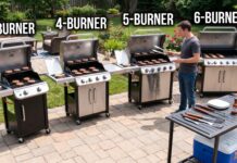 CharBroil Performance Grill: 2, 4, 5 and 6-Burner Models Compared Char-Broil Performance grill on a backyard patio with burgers and grilling tools
