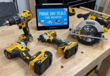 DeWalt Tools Prime Day Sale: Best Deals Worth Watching DeWalt drill, impact driver, batteries and circular saw on a workbench for a Prime Day tools sale watchlist