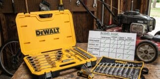 DeWalt Wrench Set: Ratcheting, Socket, Allen & Combination Options Compared DeWalt wrench set with ratcheting wrenches sockets and Allen keys on a garage workbench