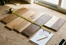 Engineered Hardwood Flooring Cost: Materials, Labor & Hidden Extras Engineered hardwood flooring samples with a tape measure and cost estimate notes on a subfloor