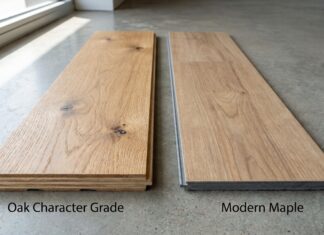 Engineered Hardwood Flooring vs LVP: Which Floor Makes More Sense? Engineered hardwood flooring and luxury vinyl plank samples compared side by side