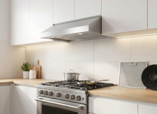 Do Ductless Range Hoods Really Work? Pros, Limits & What to Expect Ductless range hood with grease filter and charcoal filter above a kitchen stove
