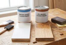 Polycrylic vs Polyurethane: Which Clear Finish Should You Use? Polycrylic and polyurethane clear finish cans with brushes on a wood tabletop
