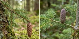 Spruce vs Fir: Needles, Cones, Bark, Shape & Christmas Tree Differences Spruce and fir branches compared by needles and cones