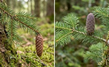 Spruce vs Fir: Needles, Cones, Bark, Shape & Christmas Tree Differences Spruce and fir branches compared by needles and cones