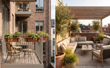 Terrace vs Balcony: Key Differences, Uses & Design Ideas Terrace vs balcony comparison showing a rooftop terrace and apartment balcony