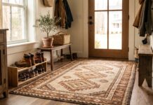 Washable Entryway Rugs: Best Materials, Sizes & Cleaning Tips Washable entryway rug inside a front door with shoes and plants