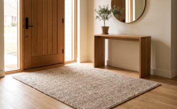 What Size Rug for Entryway? Simple Sizing Rules for Foyers, Doors & Runners Entryway rug size guide showing a front door foyer with a properly sized rug