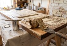 Best Heavy-Duty Paint Strippers for Wood, Metal & Masonry (2026) Heavy-duty paint stripper removing multiple layers of old paint from wood and masonry