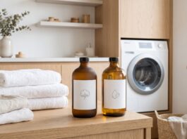 Fragrance-Free vs Unscented Laundry Detergent: What’s the Difference? Fragrance-free vs unscented laundry detergent bottles beside clean folded towels