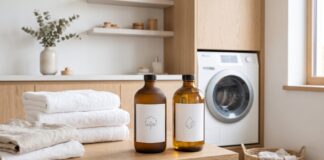 Fragrance-Free vs Unscented Laundry Detergent: What’s the Difference? Fragrance-free vs unscented laundry detergent bottles beside clean folded towels