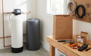 Water Softener Repair: Common Problems, Costs, DIY Checks & When to Call a Plumber Water softener repair showing a brine tank, salt, plumbing connections, and hard water testing supplies